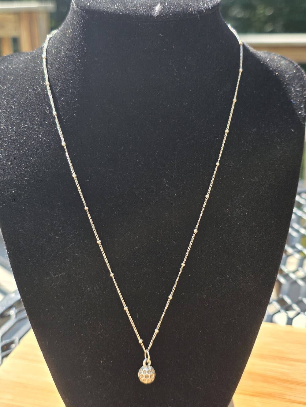 925 Sterling Satellite Sphere Textured Ball And Chain Dangle Pendant Necklace